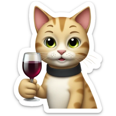 smug looking cat drinking a glass of wine and giving a thumbs up sticker