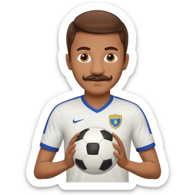 soccer player with mustache holding soccer ball sticker