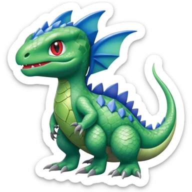 Larvitar-Axew-Grovyle-hybrid-Fakémon-creature (full body) sticker