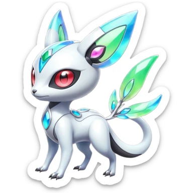 Shiny Colorful Futuristic Vernid-Trico-Meloetta-Latias-Koraidon-Peppercat-Protogen-Pokémon-Digimon-Fakémon-fusion-hybrid-creature sticker