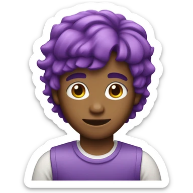Boy with purple mullet ￼ sticker