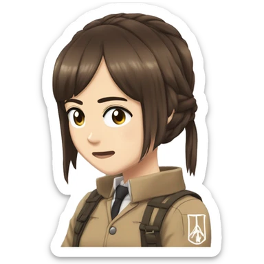 Sasha Braus brown hair hair in a ponytail anime attack on titan sticker