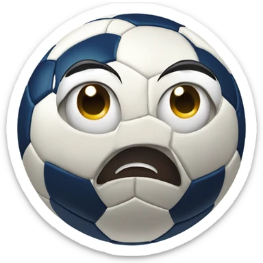 Soccer ball with unhappy expression sticker