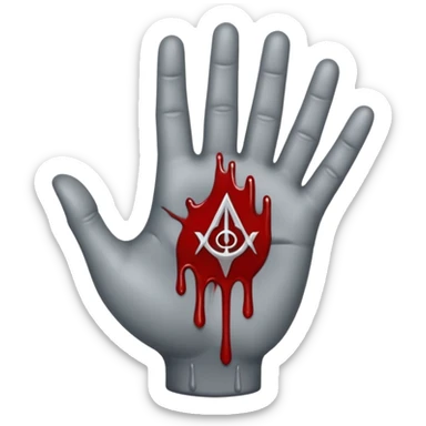 bloody grey hand with an occult symbol on the palm sticker