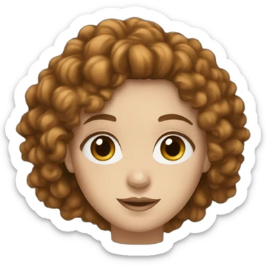 White Women, blue eye, long brown curly hair sticker