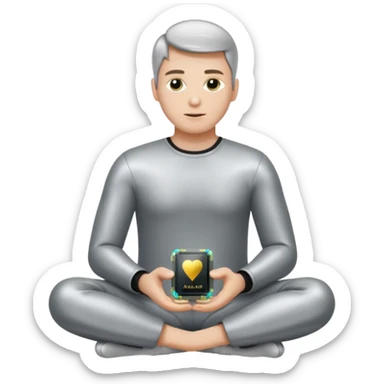 a man with a small AI chip next to him sticker