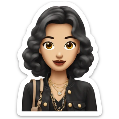 Brunnete Chanel Asian Girl with Birkin bag and Chanel necklace sticker