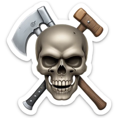 3D skull split down the middle by an axe, dark phonk vibe, aggressive attitude sticker