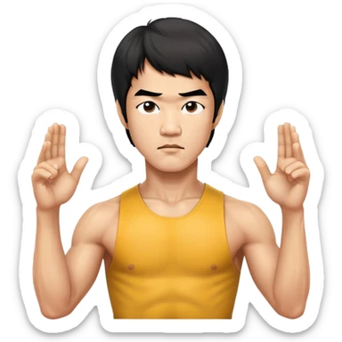 Bruce Lee martial arts legend with serious expression, chest up portrait sticker