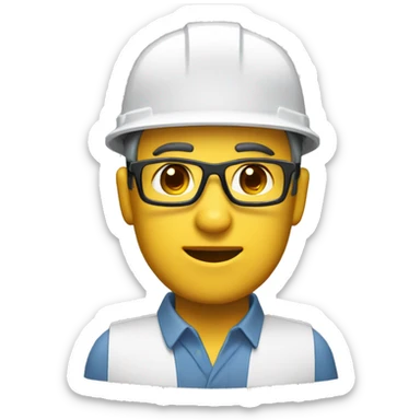 Ingeniero con cascos, lentes de seguridad, skin tone white sticker