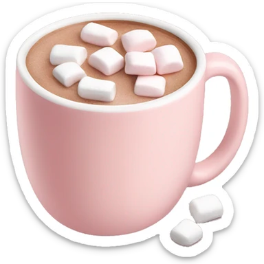 Light Pink mug of hot chocolate with marshmallows  sticker