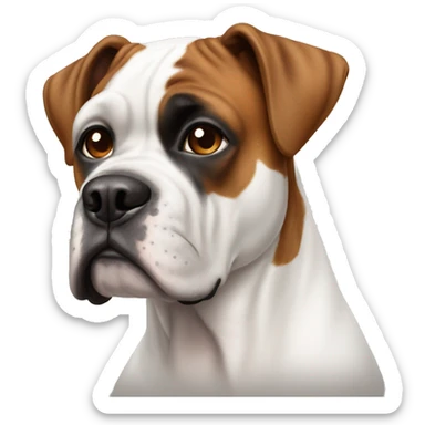 white boxer dog with a brown spot on right eye sticker