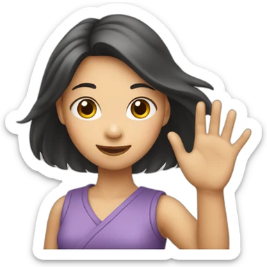 Asian girl waving sticker