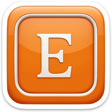 make me an emoji of a orange square with a white E in the center large E must have times new roman font sticker