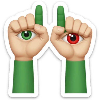 W or L has the appearance of two letters that are combined together, or next to each other. An eye is plastered on each letter, and are attached to legs. The W is green, while the L is red. W’s hand is curled tightly into a fist, and L’s hand is posed in an “L” shape. sticker