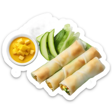 tofu salad cucumber mango filled springroll plate sticker