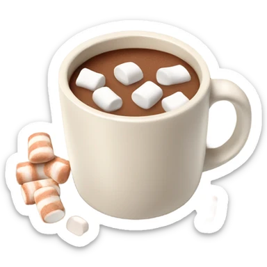 Light beige mug of hot chocolate with marshmallows  sticker