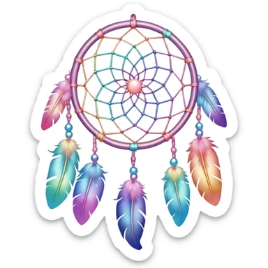 Iridescent pastel rainbow colorful transparent bright light luminescent dream-catcher  sticker