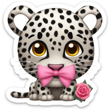 Leopardo con lazo y uñas rosas sticker