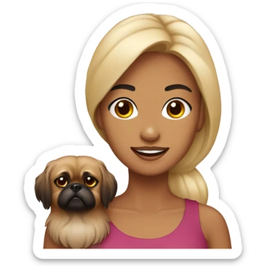 Women with Pekingese sticker