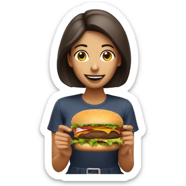mujer comiendo una hamburguesa  sticker