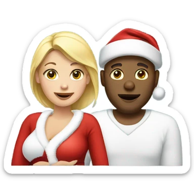 blonde pregnant woman with santa sticker