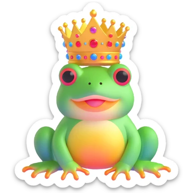 frog with a crown and radiant aura sticker