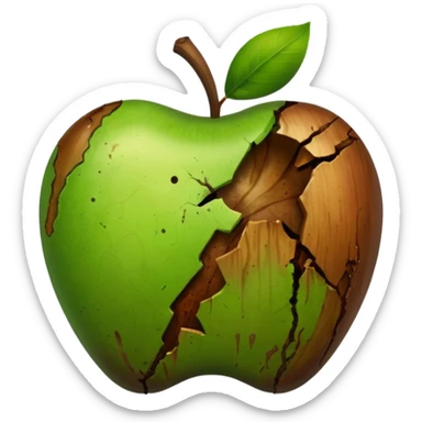 A rotten apple emoji resembling the apple inc logo. No face. sticker