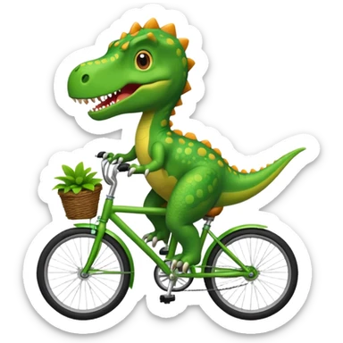 Cute dinosaur riding a bike  sticker