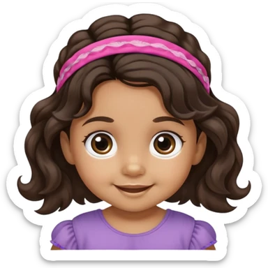 close-up of smiling toddler face only with big eyes, medium skin tone, dark wavy hair, and a hair band, no body sticker