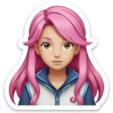 Female pokemon trainer with long pink hair  sticker