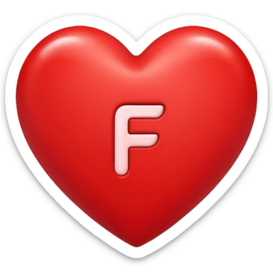 un corazon rojo con la letra f en el centro sticker