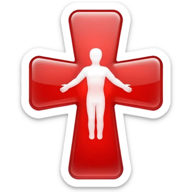 medical cross with a moving figure inside sticker