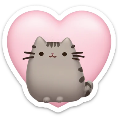 pusheen light pink heart sticker