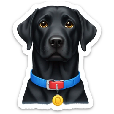 black labradors, 2, red collar, blue collar. sticker