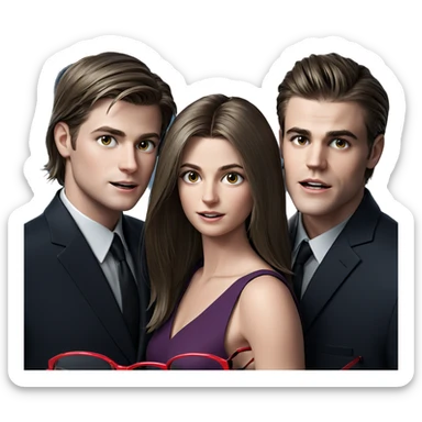 girl with boys in suits sticker