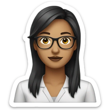 data analyst intern with glasses and black hairfemale sticker