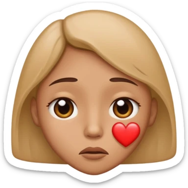 Face that has a heart but looks a bit sad whitout tears sticker