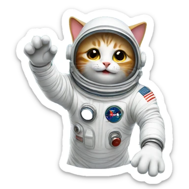 Cartoon Astronaut cat waving sticker