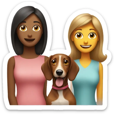 Mum, teenage daughter and a sausage dog sticker
