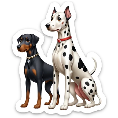 2 dogs : 1 Dalmatian + 1 dobermann sticker