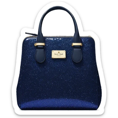 Realistic isolated navy blue glitter kate spade satchel purse.  sticker