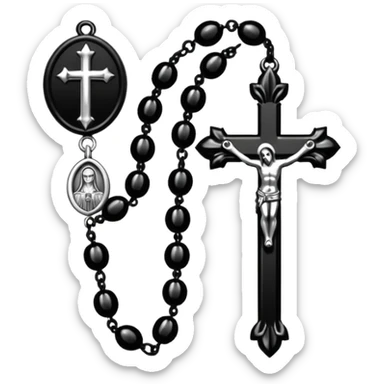 Gothic rosary with spikes instead of beads, dark iOS emoji style sticker