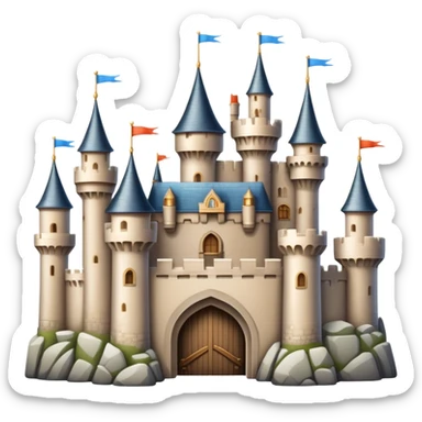 Beige fairytale castle with turrets and a drawbridge sticker