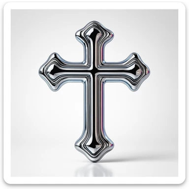 Y2K style cross, bubblegum pink and blue, glossy finish, 2000s digital aesthetic sticker