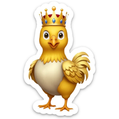 chicken King, standing, with crown, royal cloth sticker