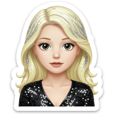 Emily Armstrong from Linkin Park with long platinum blonde hair, black sequin outfit  sticker