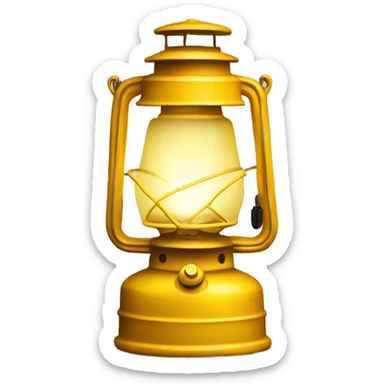 Realistic yellow lit camping lantern lisolated. sticker