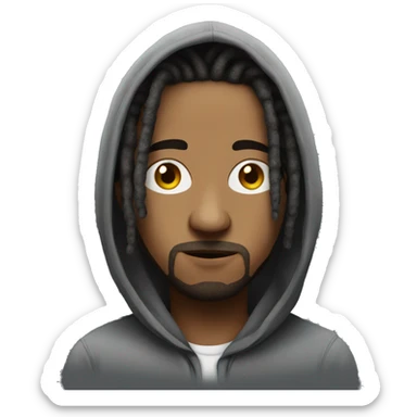 Guy with dreads being mysterious in a hoodie with hood on but still hair being visible  sticker