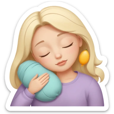 minimal flat emoji of a relaxed sleepy face,
closed eyes with soft curve,
peaceful expression,
gentle warm pastel colors,
calm wellness aesthetic,
no cartoon sleep symbols,
transparent background,
vector style
 sticker